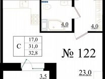 Квартира-студия, 32,8 м², 7/8 эт.