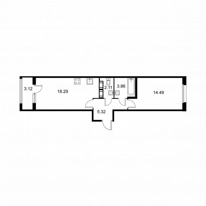 1-к. квартира, 45,6 м², 9/9 эт.