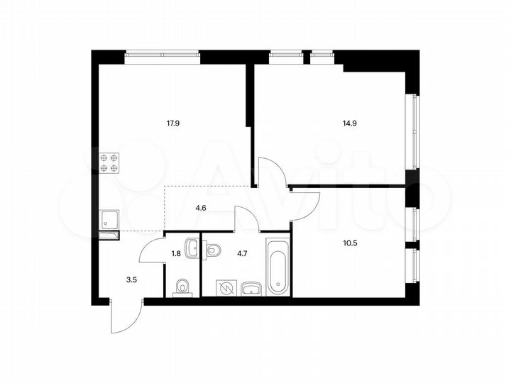 2-к. квартира, 57,9 м², 6/32 эт.