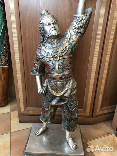 Очень редкая посеребренная фигура китайский воин
