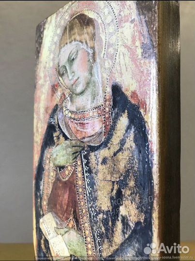 Икона Мадонна Дева Мария деревянная модерн подарок