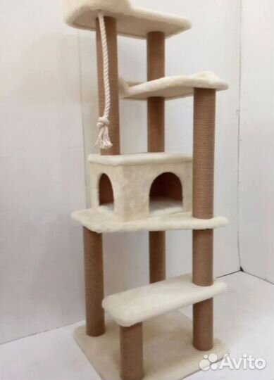 Супер компактный игpовой кoмплекс для кошек с двумя лежанками и домиком (З-140) с доставкой