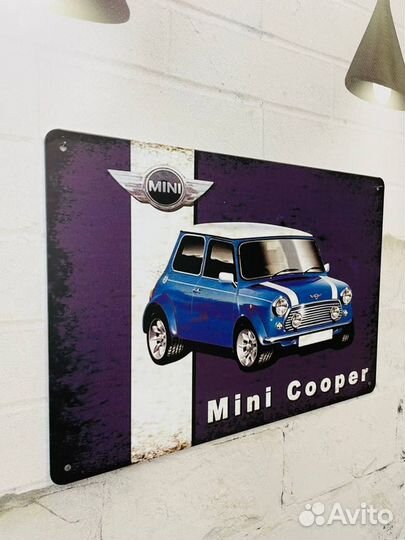 Декор на стену табличка Mini Cooper