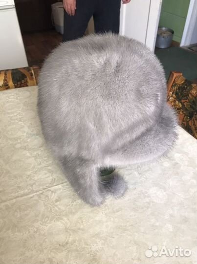 Шапка норка голубая