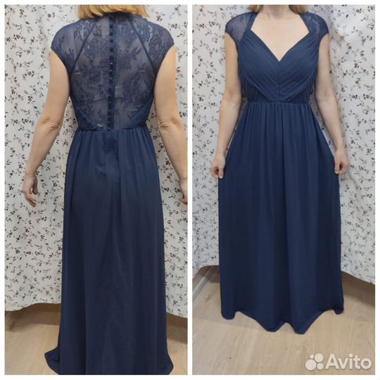 Вечернее платье в пол р.42 -44 темно синее