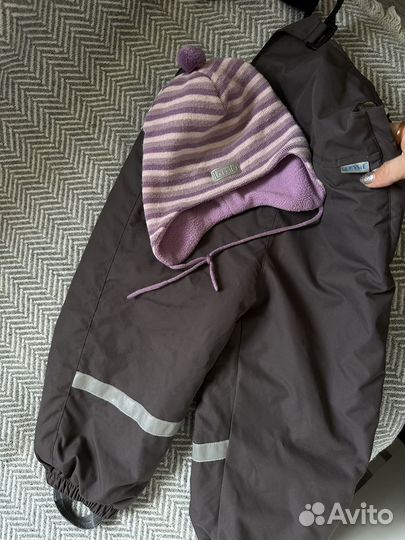 Полукомбинезон зимний и шапка 86 92 Lassie