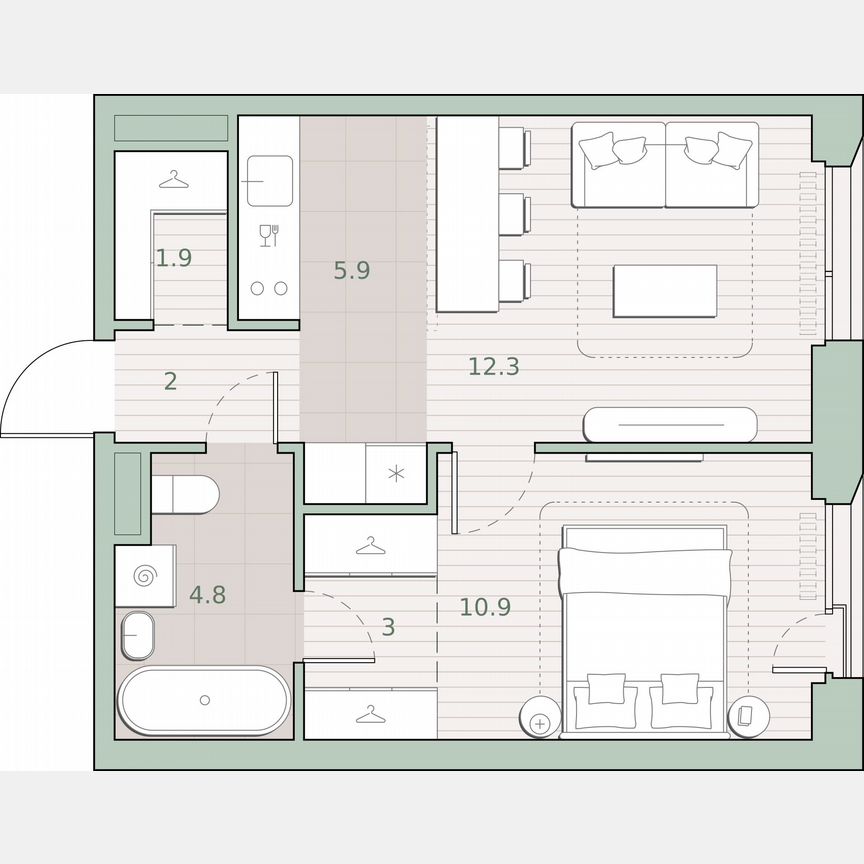 1-к. квартира, 40,8 м², 4/4 эт.