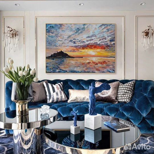 Картина масло Современная живопись Закат в море