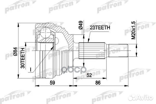Шрус наружн к-кт 23x49x30 renault: megane II Co