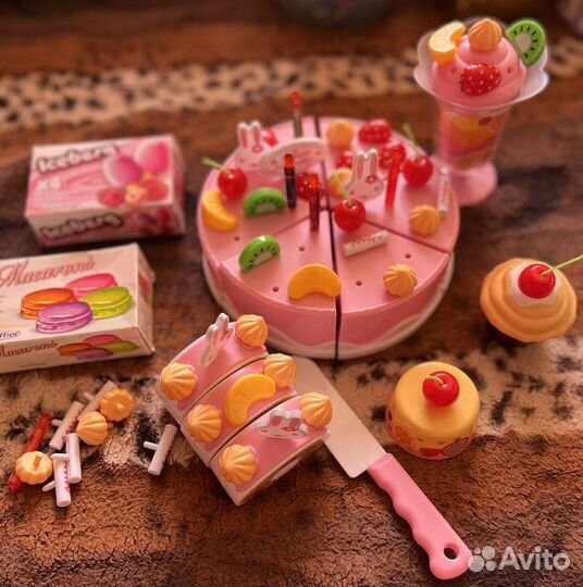 Набор игровой тортик и овощи/фрукты на липучках