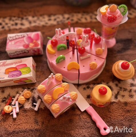 Набор игровой тортик и овощи/фрукты на липучках