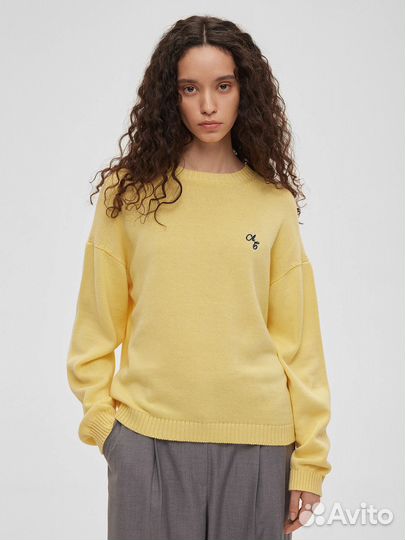 Джемпер из хлопка с вышивкой, желтый AIM clo