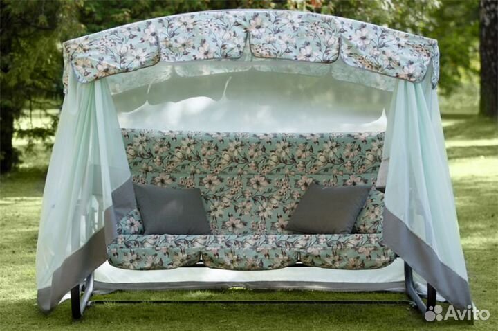 Садовые Качели 3-х местные Турин Премиум flower