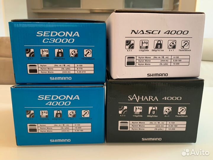 Катушки Shimano 21 Nasci, 22 Sahara, Sedona