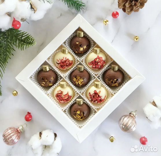 Шоколадные новогодние шарики конфеты