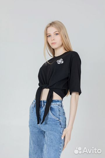 Футболка с завязками черная