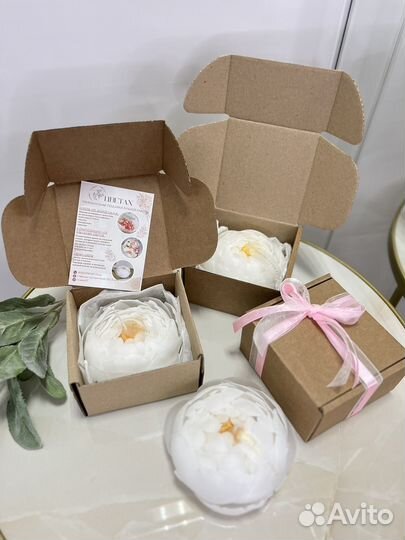 Свеча цветок ручной работы пион роза