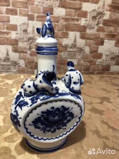 Гжель фарфор штоф охота