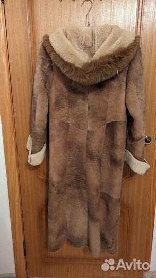 Дубленка натуральная женская 42 44 с капюшоном