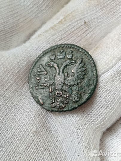 Полушка 1731 года перечекан с копейки 1728 года