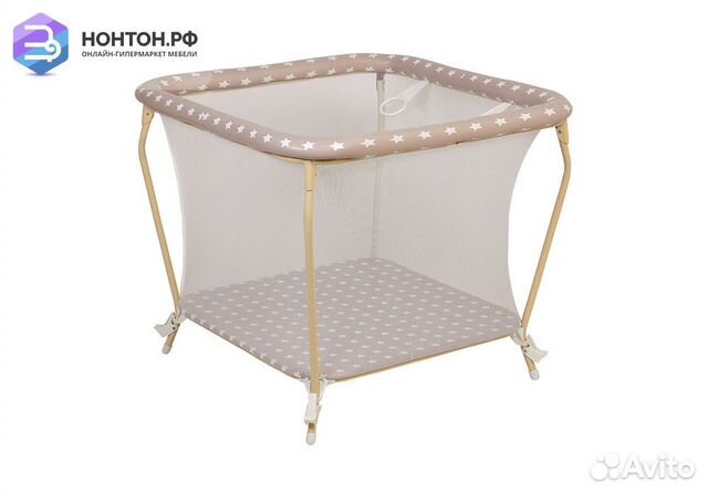 Манеж Квадрат Звезды / макиато / белый