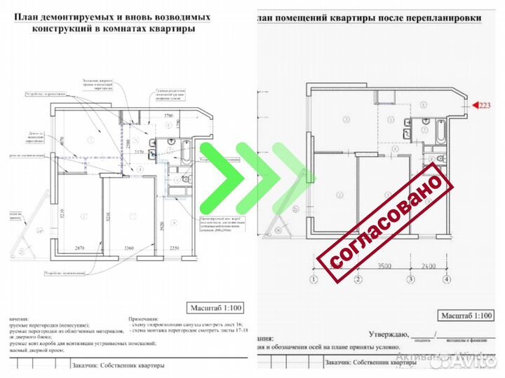 Согласование перепланировки/узаконивание переплани