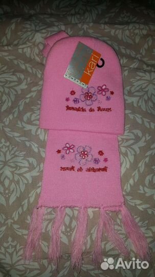 Комплект шапка и шарф новый для девочки. Размер 50