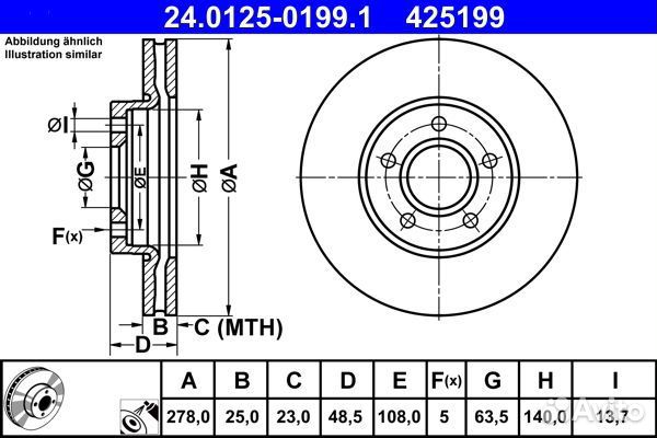 Диск тормозной передний для Volvo S40 2007-2012 37