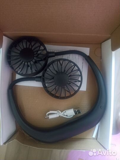 Портативный вентилятор на шею, 3 скорости