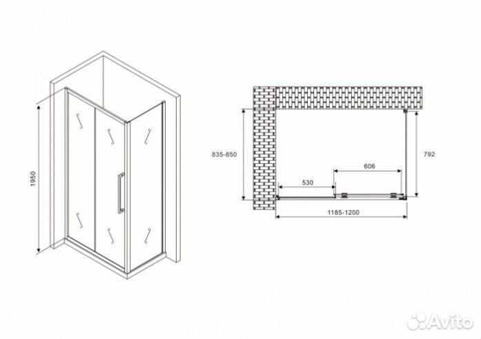 Душевой уголок Abber Schwarzer Diamant AG30120BH-S85B 120x85