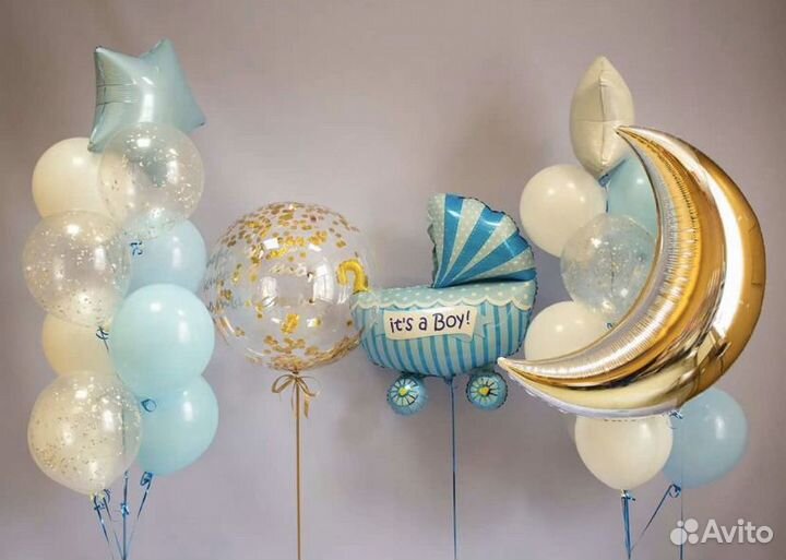 Гелиевые шарики на выписку мальчика