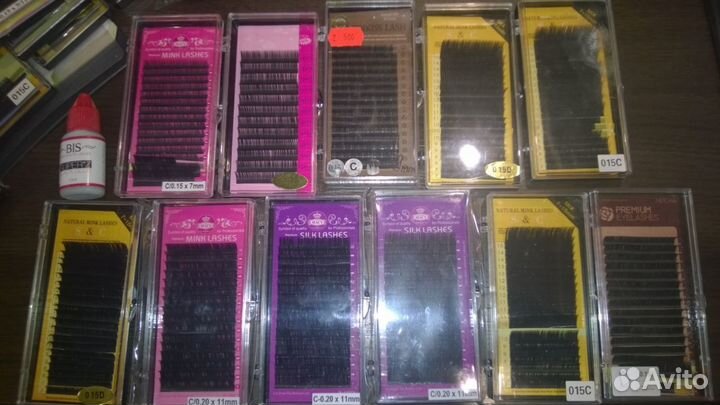 Ресницы для наращивания, клей, пинцеты, стартовые