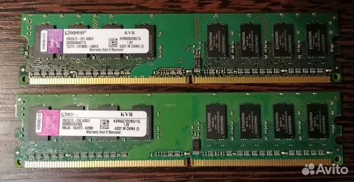 Модули памяти dimm DDR2 в ассортименте 1Gb/2Gb/512
