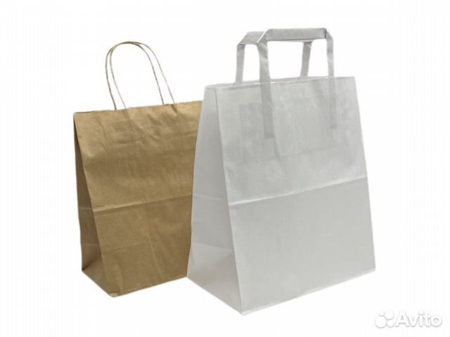 Крафт пакеты с ручками Бурый / Белый