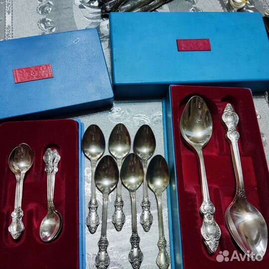 Набор мельхиоровых ложек, чайные,столовые,кофейные