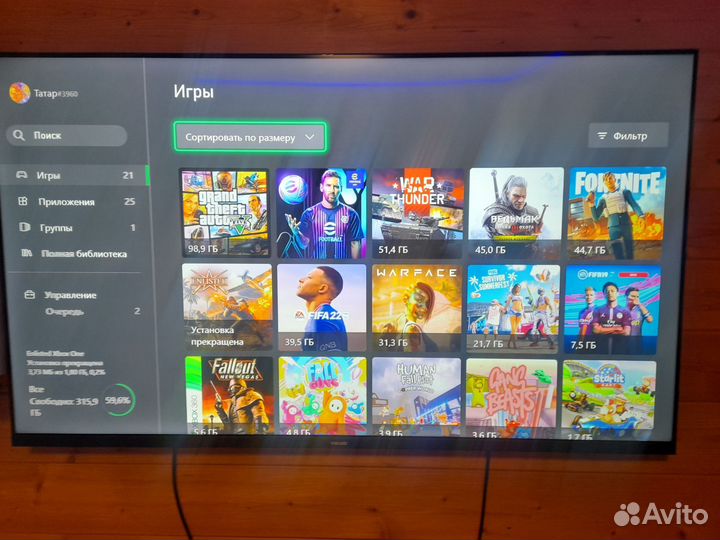 Xbox ONE s.1 терабайт.гта 5, фифа 22, ведьмак3