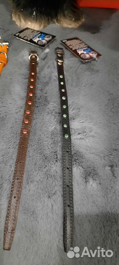 Ошейник (кожа) для собак со стразами