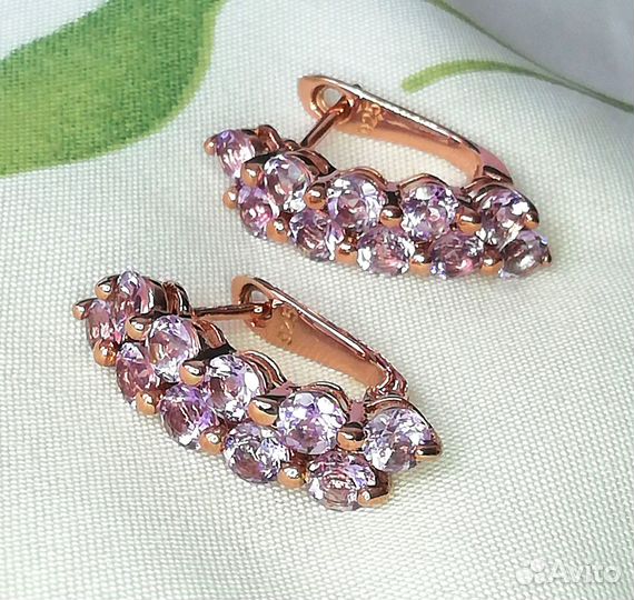 Серьги аметист серебро С362