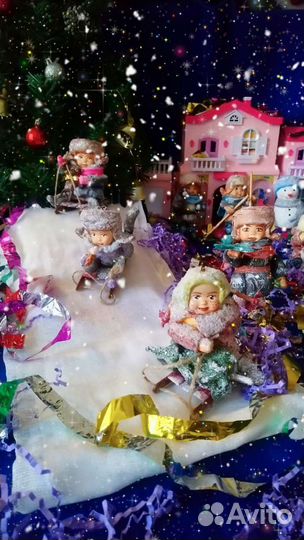 Ватные елочные игрушки СССР