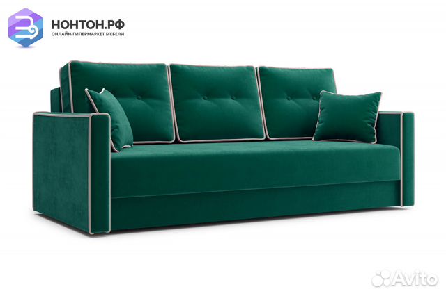 Диван еврокнижка Леон 3-х местный изумрудный