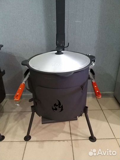 Казан чугунный 10 литров и печь с трубой