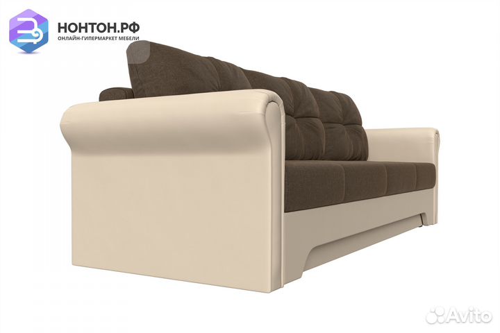 Диван еврокнижка Европа коричневый / бежевый