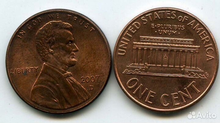 Монеты 1 цент США