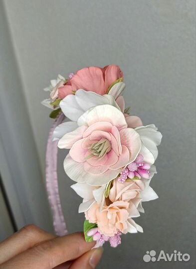 Ободок с цветами Ручная работа