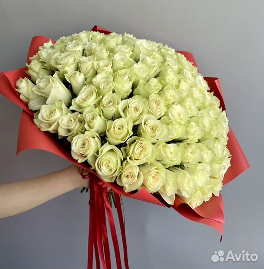 Букет 101 белая роза Цветы Красноярск