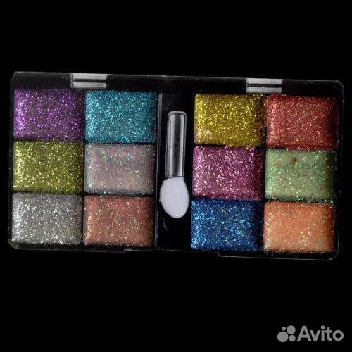 Палетки теней глиттеров, карандаш для глаз, бровей