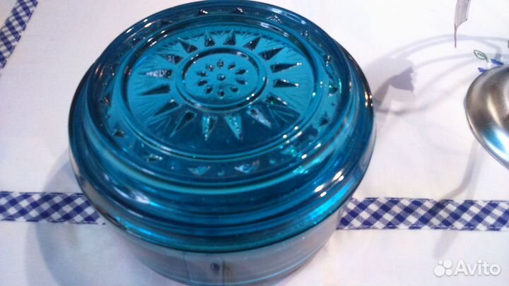 Сахарница (конфетница) купоросное стекло, винтаж