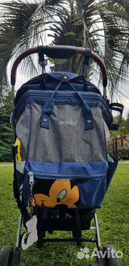 Сумка рюкзак для мамы с крючками на коляску