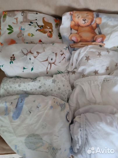 Простынь на резинке на детскую кроватку