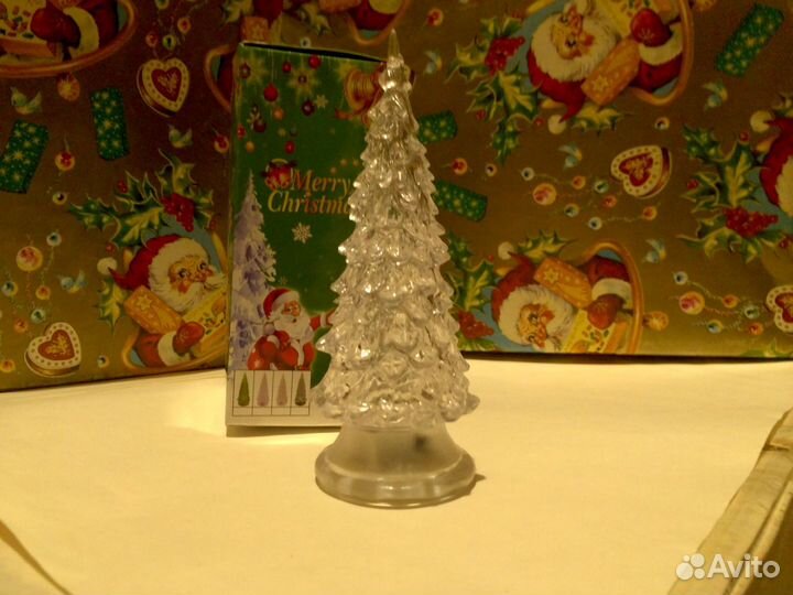 Ёлка 15 см с разноцветной подсветкой пластик новая